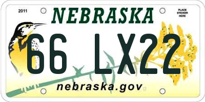 NE license plate 66LX22