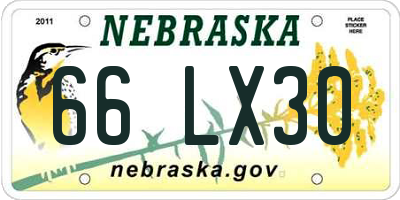 NE license plate 66LX30