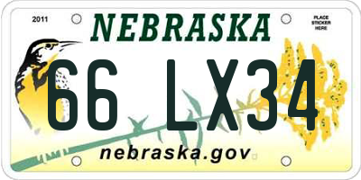 NE license plate 66LX34