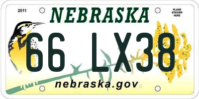 NE license plate 66LX38