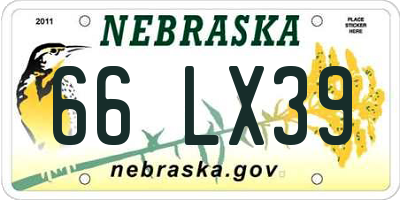 NE license plate 66LX39