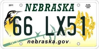 NE license plate 66LX51