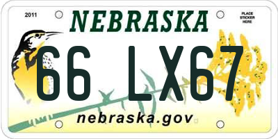 NE license plate 66LX67