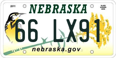 NE license plate 66LX91