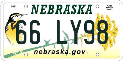 NE license plate 66LY98