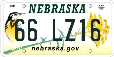 NE license plate 66LZ16