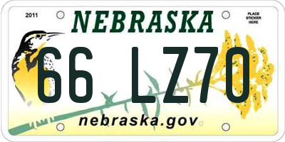 NE license plate 66LZ70
