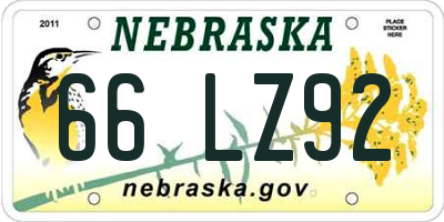 NE license plate 66LZ92