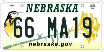 NE license plate 66MA19