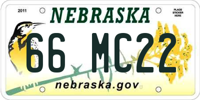 NE license plate 66MC22