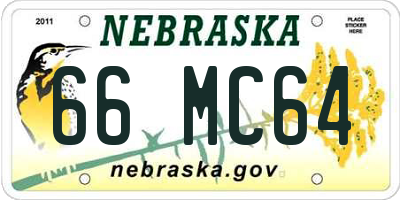 NE license plate 66MC64