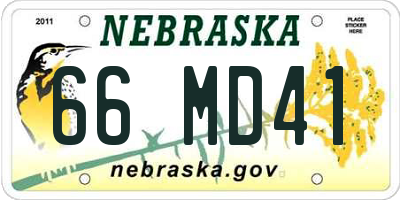 NE license plate 66MD41