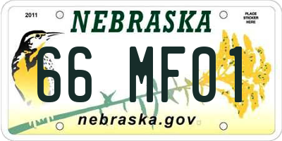 NE license plate 66MF01