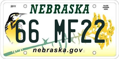 NE license plate 66MF22