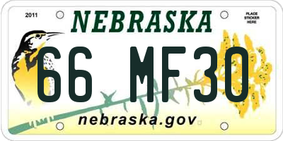NE license plate 66MF30