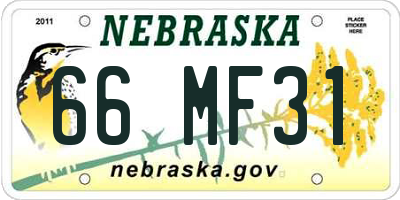 NE license plate 66MF31