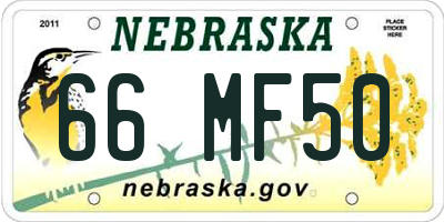 NE license plate 66MF50