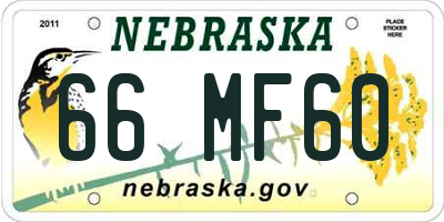 NE license plate 66MF60