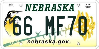 NE license plate 66MF70