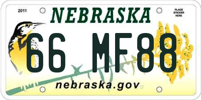 NE license plate 66MF88