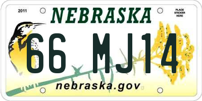 NE license plate 66MJ14