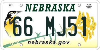 NE license plate 66MJ51