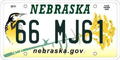 NE license plate 66MJ61