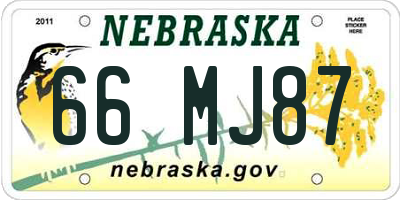 NE license plate 66MJ87