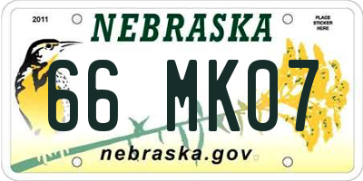 NE license plate 66MK07