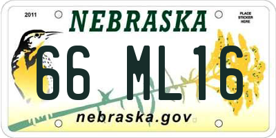 NE license plate 66ML16