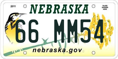 NE license plate 66MM54