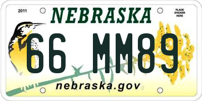 NE license plate 66MM89