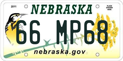NE license plate 66MP68