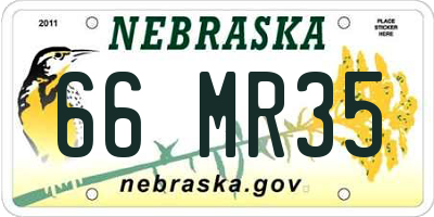 NE license plate 66MR35