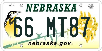 NE license plate 66MT87
