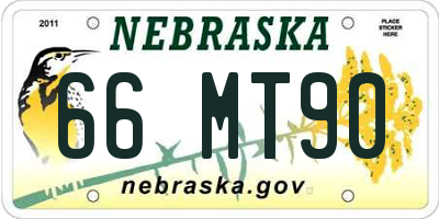 NE license plate 66MT90