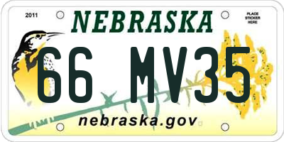 NE license plate 66MV35
