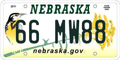 NE license plate 66MW88