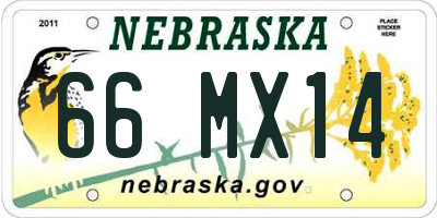 NE license plate 66MX14