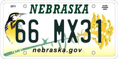 NE license plate 66MX31