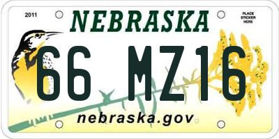 NE license plate 66MZ16