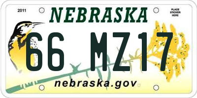 NE license plate 66MZ17