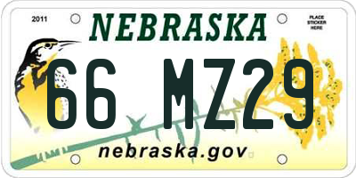 NE license plate 66MZ29