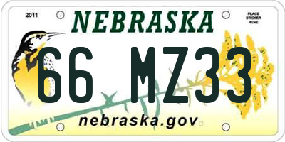 NE license plate 66MZ33