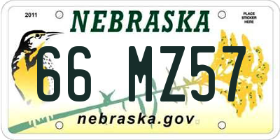 NE license plate 66MZ57