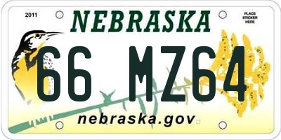 NE license plate 66MZ64