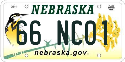 NE license plate 66NC01