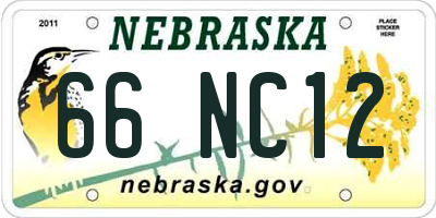 NE license plate 66NC12