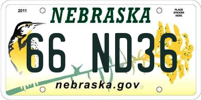 NE license plate 66ND36