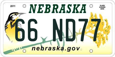 NE license plate 66ND77